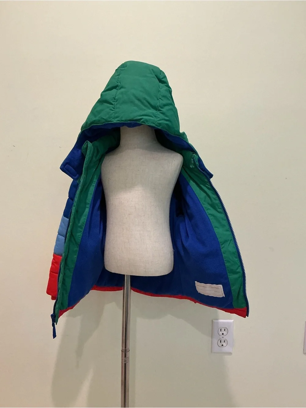 Gymboree Kids Colorblock Hooded Puffer Jacket - Green, Blue, Light Blue & Red